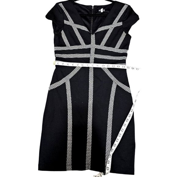 Soho Apparel Black & Silver Cap Sleeve Bodycon Dress Size M - Picture 7 of 9